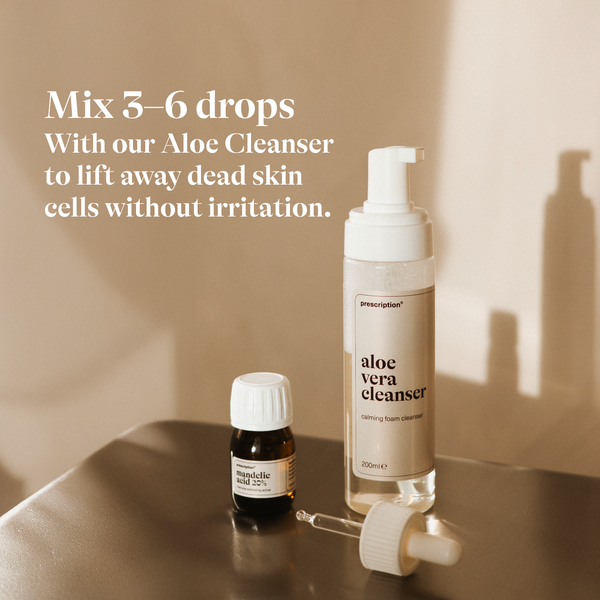 Prescription Skincare Mandelic Acid 20% mengen met Aloe Vera Cleanser om dode huidcellen zacht te verwijderen